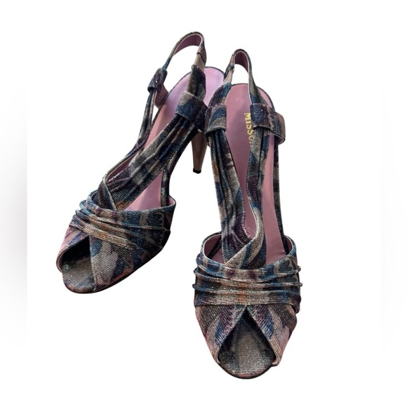 Missoni Open Toe Sparkle Sandals Pumps - Picture 8 of 13